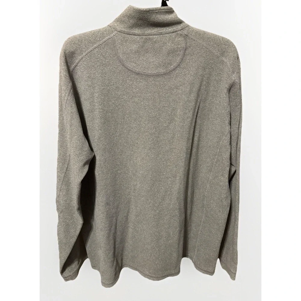 LL Bean Men XXLT Tall Pullover Gray Fleece 1/4 Quarter Zip Pocket Layering Hike